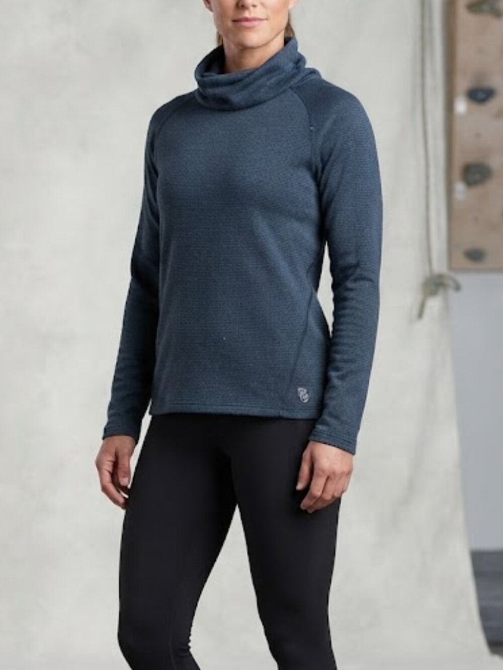Kuhl Petra Waffle Knit Turtleneck Long Sleeve Blue/Grey‎ Top Size Large
